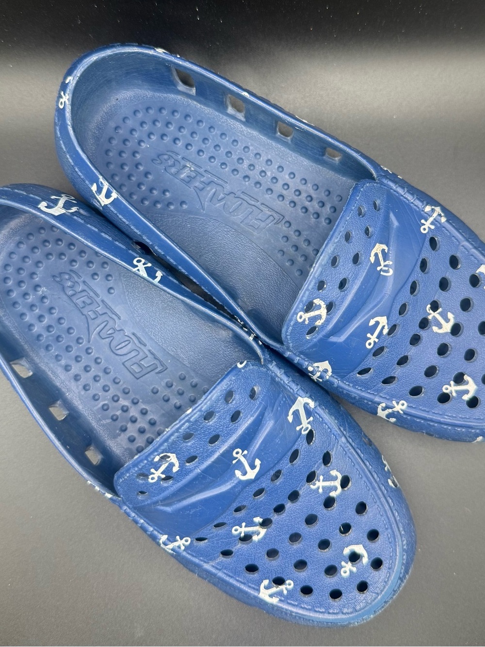 Floafers- Kids Blue Anchor-Print Slip-On